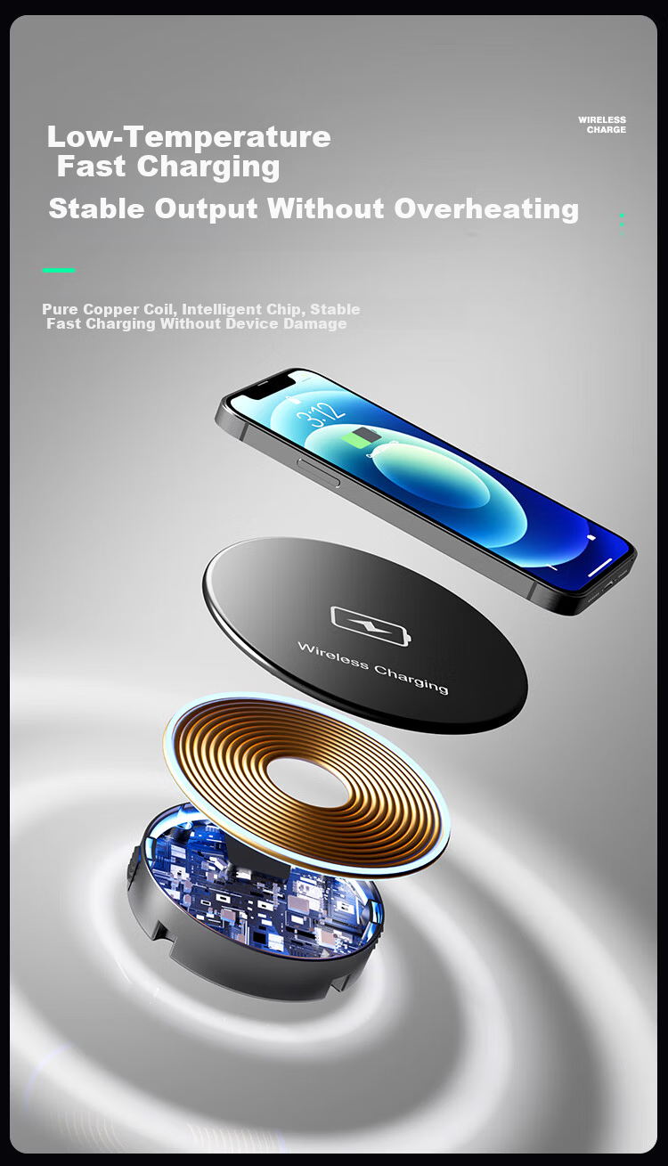 Comfort Office Desktop Embedded Wireless Charger Built-in Hidden Magnetic Wireless Charging Compatible with Apple Huawei Phones 15W Fast Wireless Charging 4