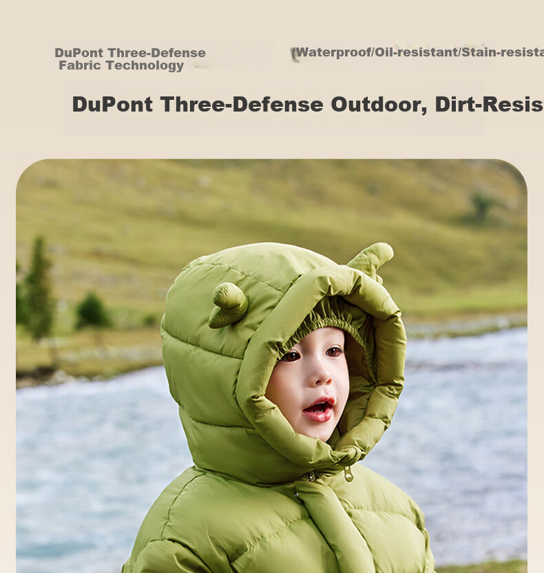 Ciciibear Boys' Goose Down Mid-Length Thickened Warm Winter Jacket for Kids 4