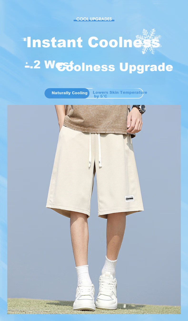 Warrior Men's Summer Loose Fit Breathable Sports Shorts Trendy Quick-Dry Casual Pants Apricot L 1