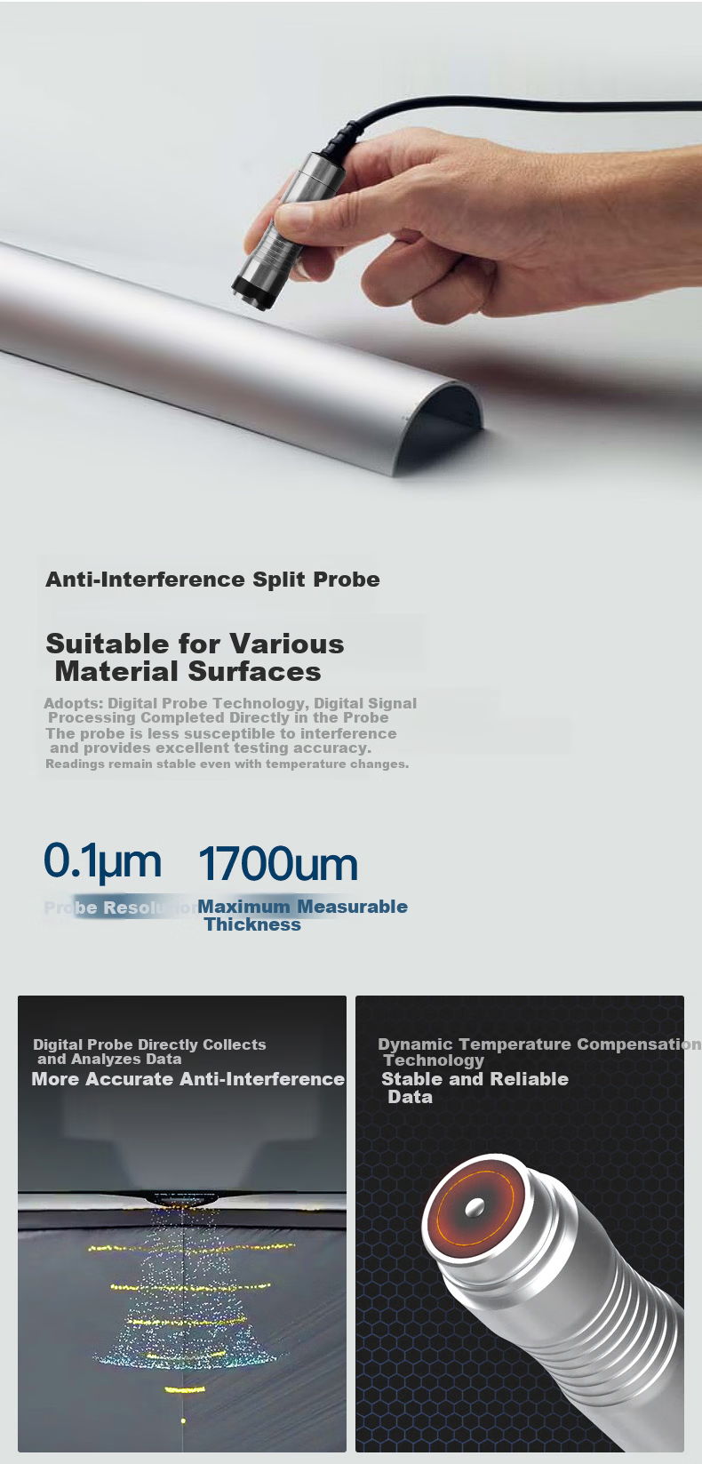 SNDWAY Coating Thickness Gauge High Precision Galvanized Layer Measurement Automotive Paint Thickness Tester SW-6310C 5