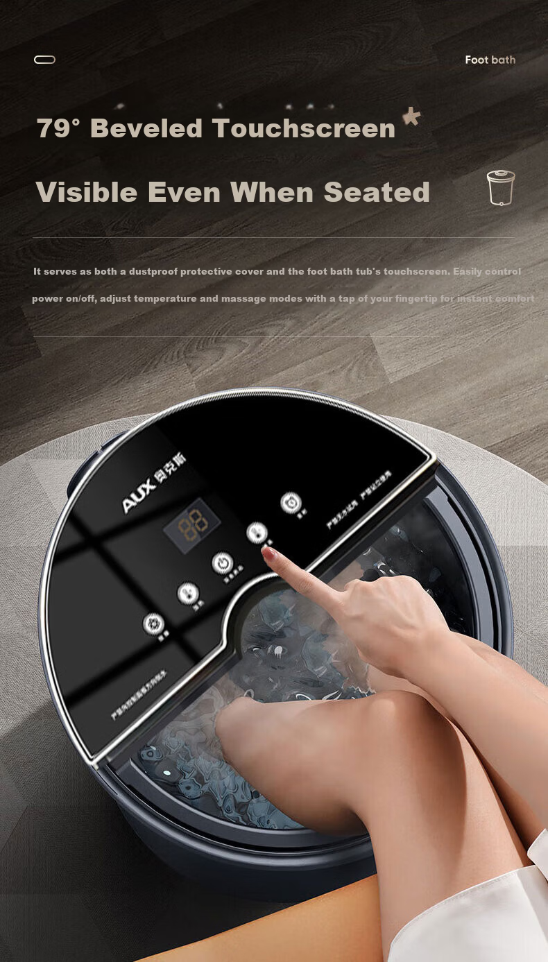 AUX AFB-1822 Foot Bath Bucket Heated Massage Smart Over-Knee Calf Steaming Deep Basin Constant Temperature Electric Foot Soak Basin Gift for Parents and Girlfriend Birthday Holiday 16