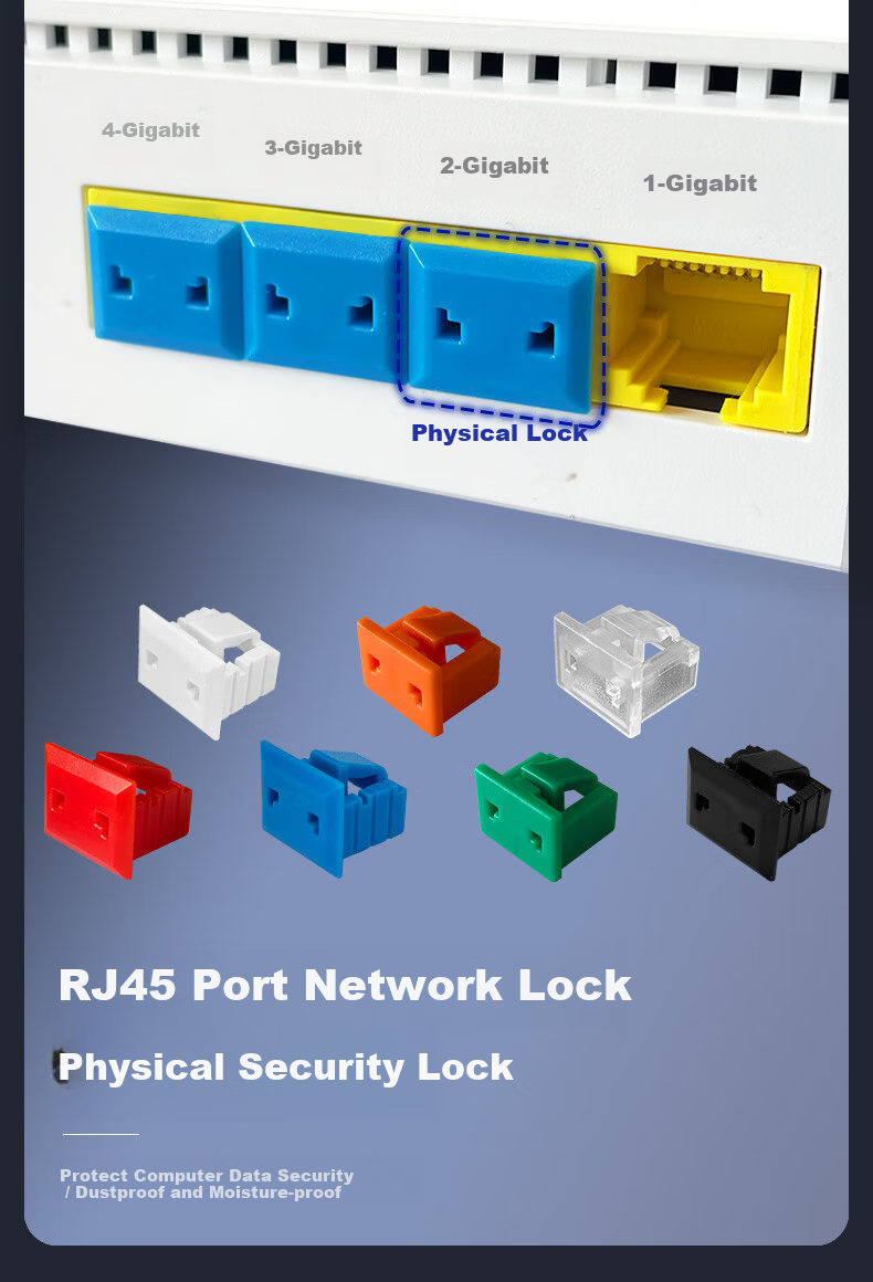 Suoli RJ45 Port Lock Detachable Network Port Plug for Computer Switch Industrial Control Machine Tool 2pcs + 30 Black Dustproof Covers 20182 4