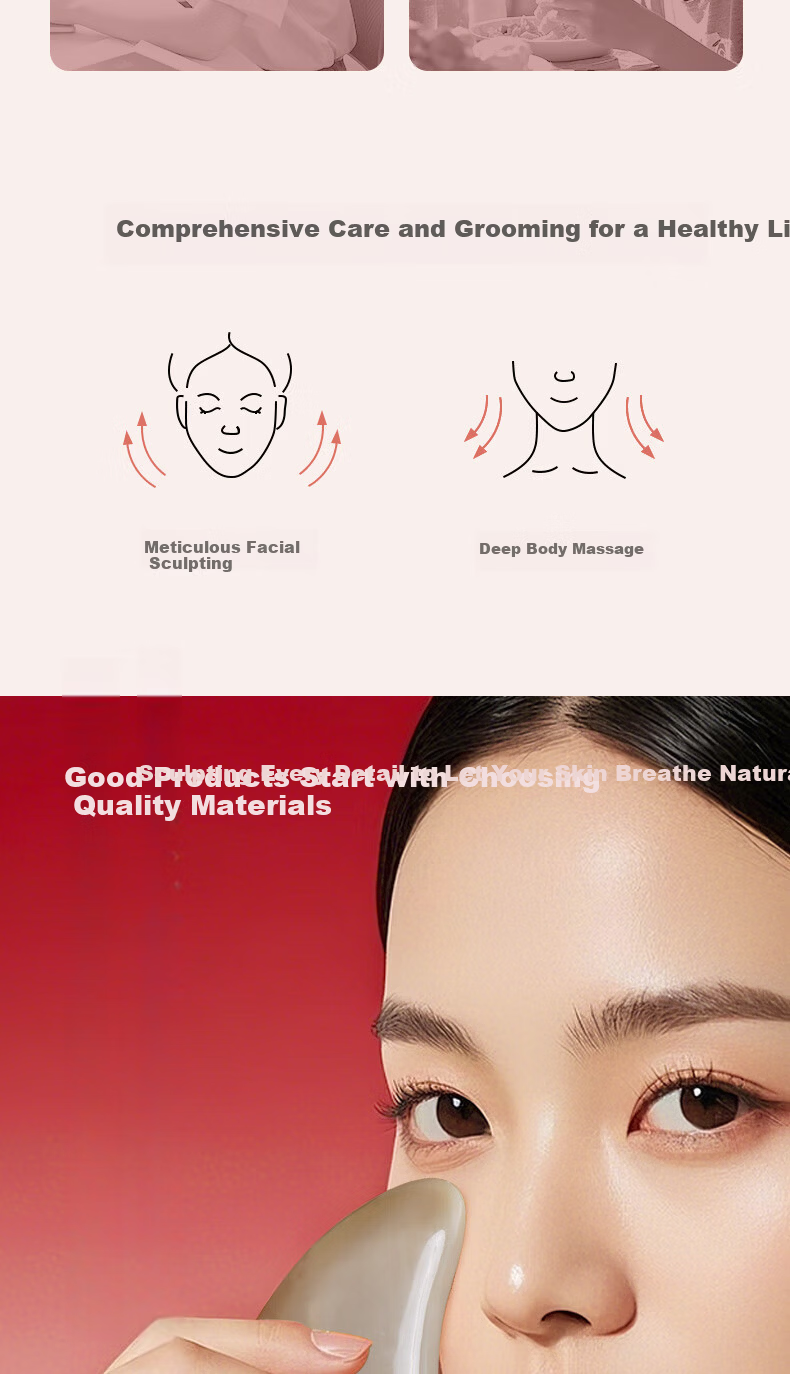 Chaojun Authentic Natural Ox Horn Gua Sha Board Facial Massage Roller Set Practical Birthday Gift for Mom Girlfriend Wife 3