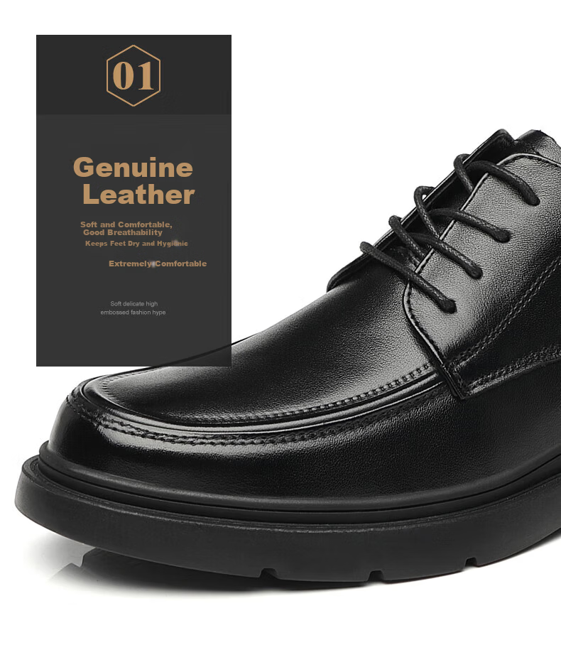 MULINSEN Top-Grain Leather Business Casual Men's Shoes, Breathable Soft-Soled Men's Work Shoes FP223219 11