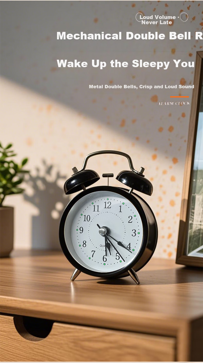 Zhong Xiaobai Xiaomi Yellow Mini Night Light Alarm Clock Large Volume Children's Student Wake-Up Device Mechanical Bell Strong Wake-Up Clock Back-to-School Essential 6