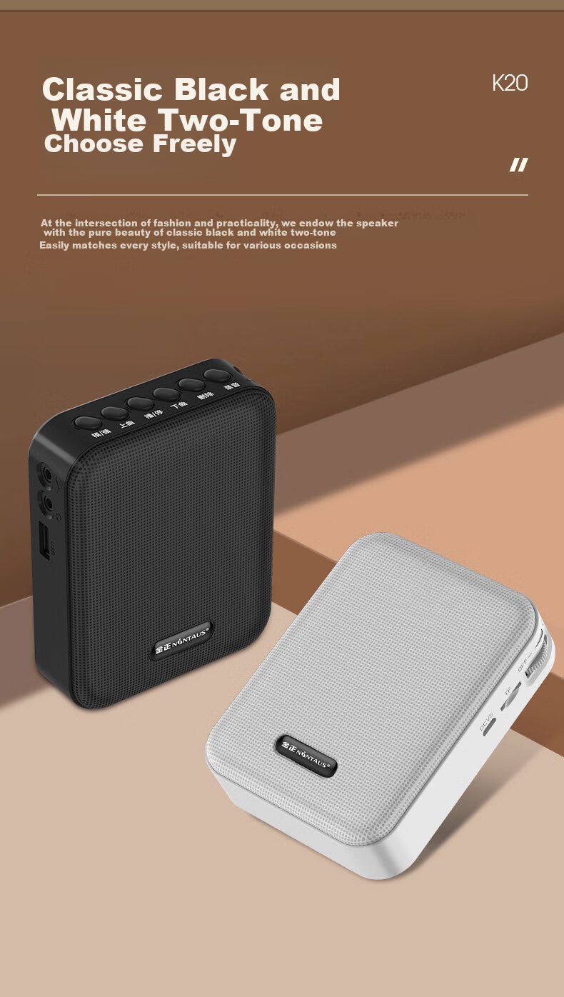 Jinzheng K10 Mini Bee Amplifier Teacher Teaching Dedicated Anti-Howling Wireless Lapel Microphone High Power Tour Guide Outdoor Portable Speaker Bluetooth Speaker Black 10