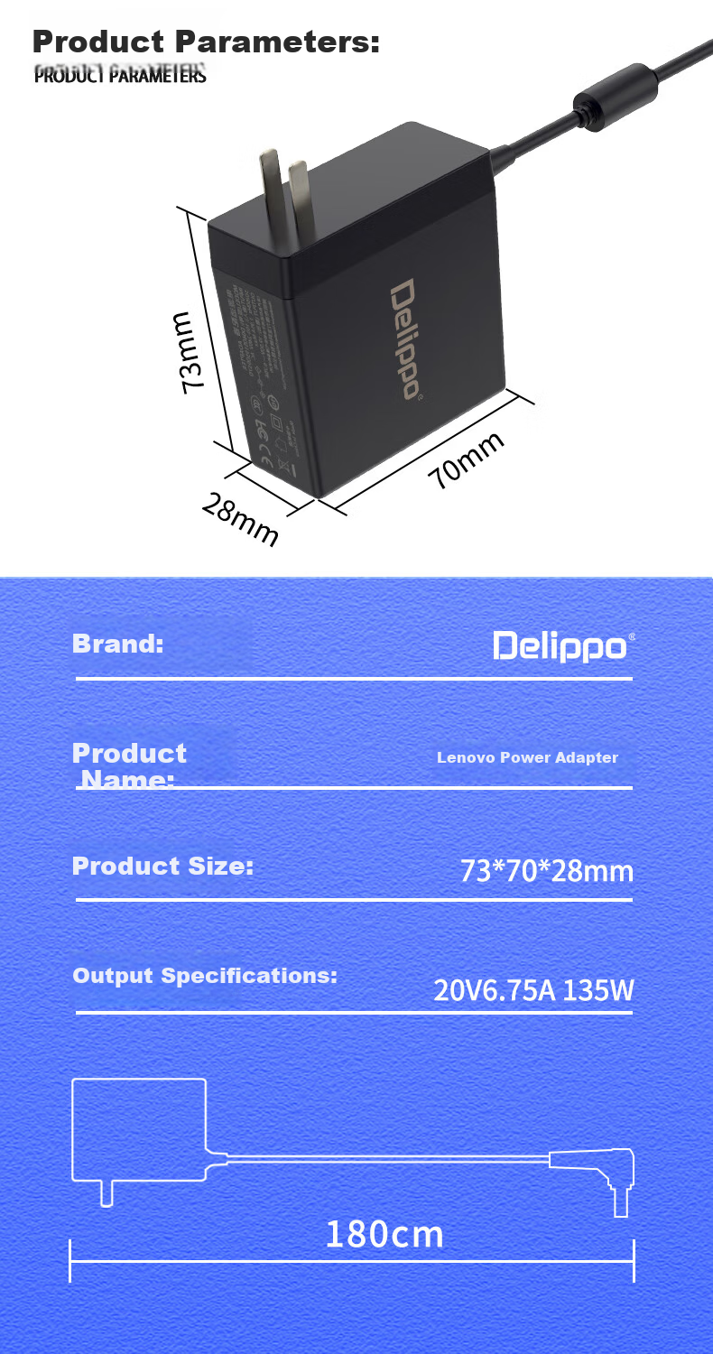 Delippo Lenovo Laptop Charger 20V 3.25A 65W Power Adapter for Xiaoxin Chao 5000/510S 7000/310S Rui 7000 Air 12/13 2
