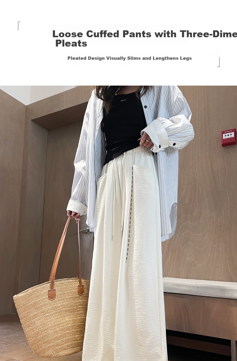 LangSha Lazy Wide-Leg Pants for Women, Spring/summer 2025, Milk Foam Yamamoto Pants, High-Waisted Draping Casual Loose Straight-Leg Trousers for Wome 7