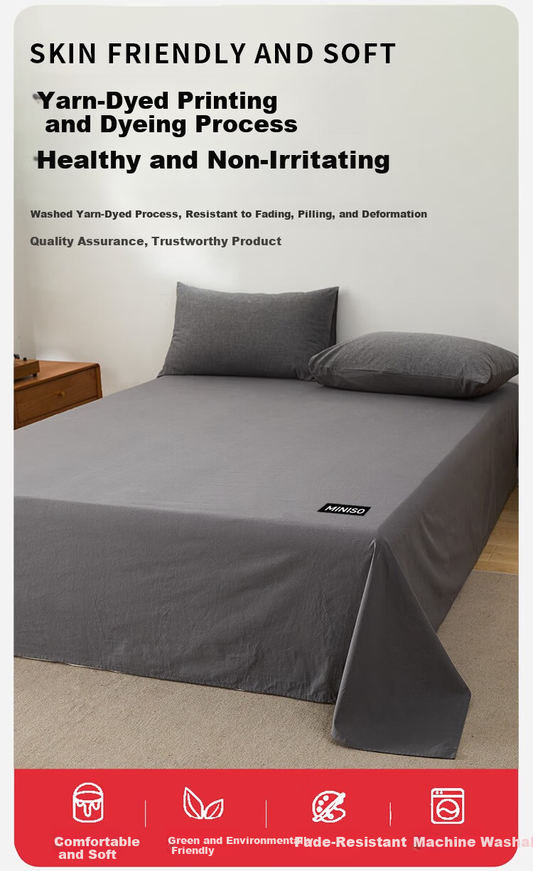 MINISO A Grade 100% Cotton Bed Sheet Single Piece Full Cotton Quilt Cover 160x230cm Dormitory Single 1.2x2m Bed 10