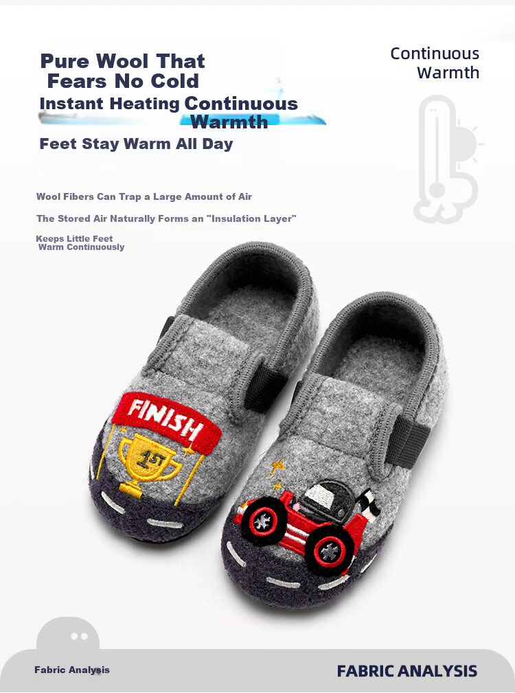Xiaorong Children's Soft Sole Racing Shoes 2-8 Years Old Boys Indoor Non-Slip Floor Shoes Wool Autumn Winter Warm Cartoon 9