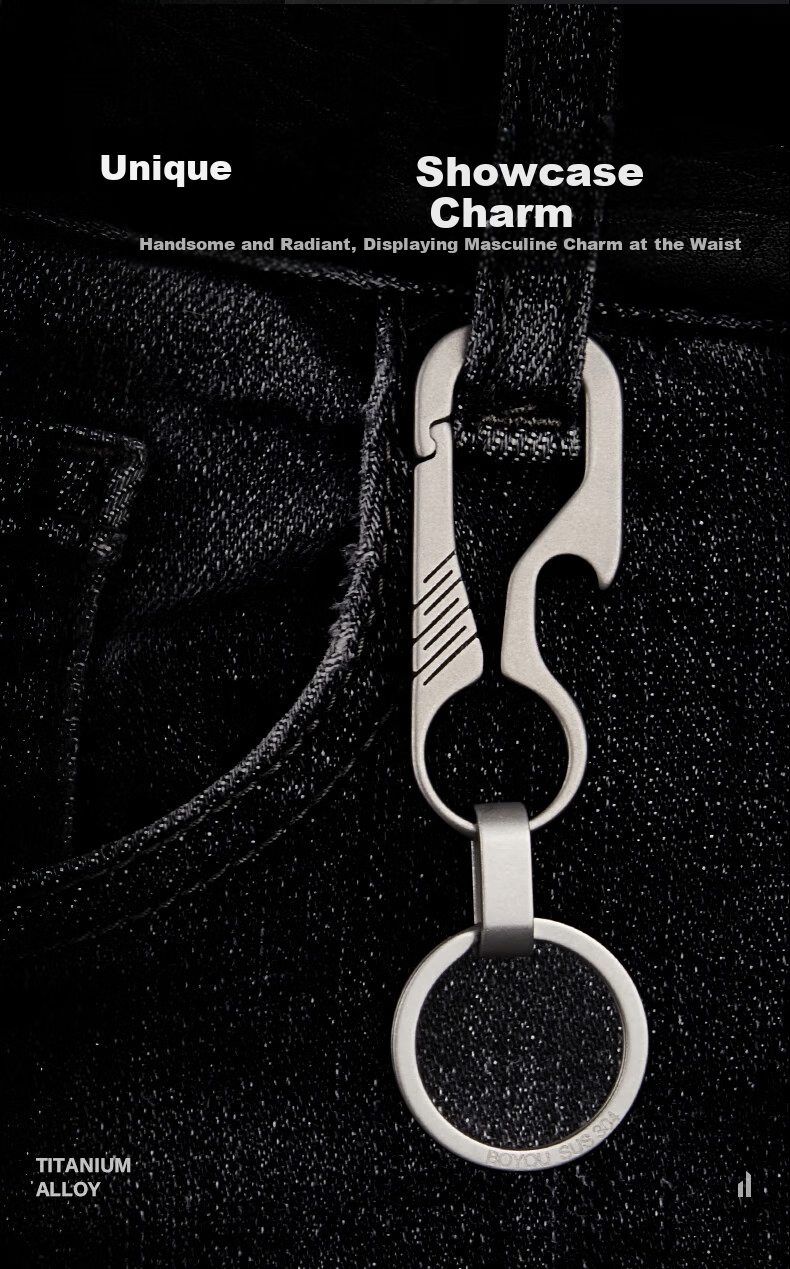 BO YOU Titanium Alloy Multifunctional Keychain Men's Waist Hanging Simple Personalized Car Keychain Women's Key Pendant Gift 9