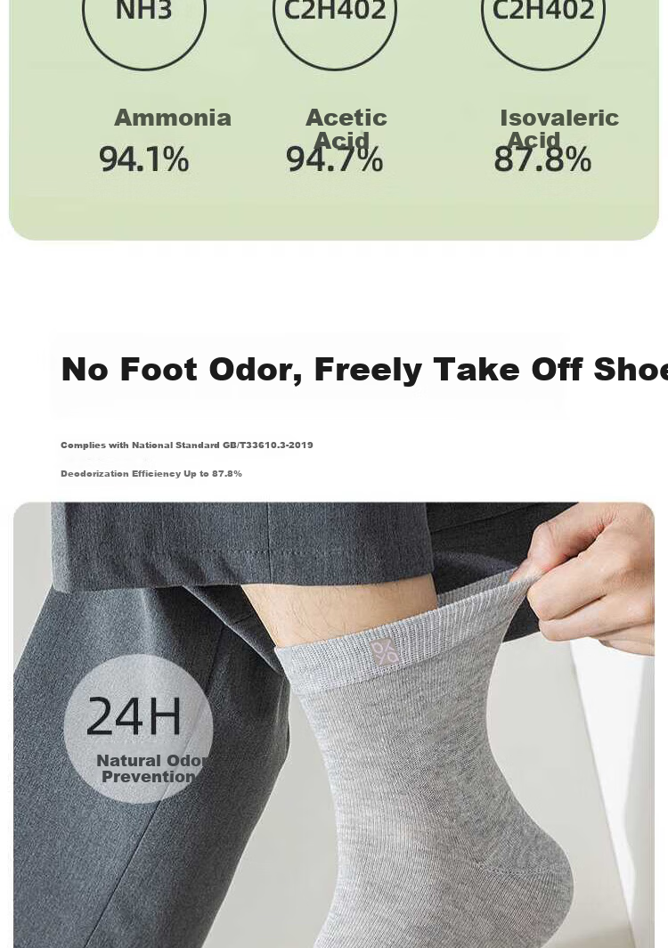 Yaya Men's Summer Socks [100% Cotton + 10A Antibacterial] Odor-Resistant, Sports Casual, Durable, Breathable Mid-Calf Socks 8