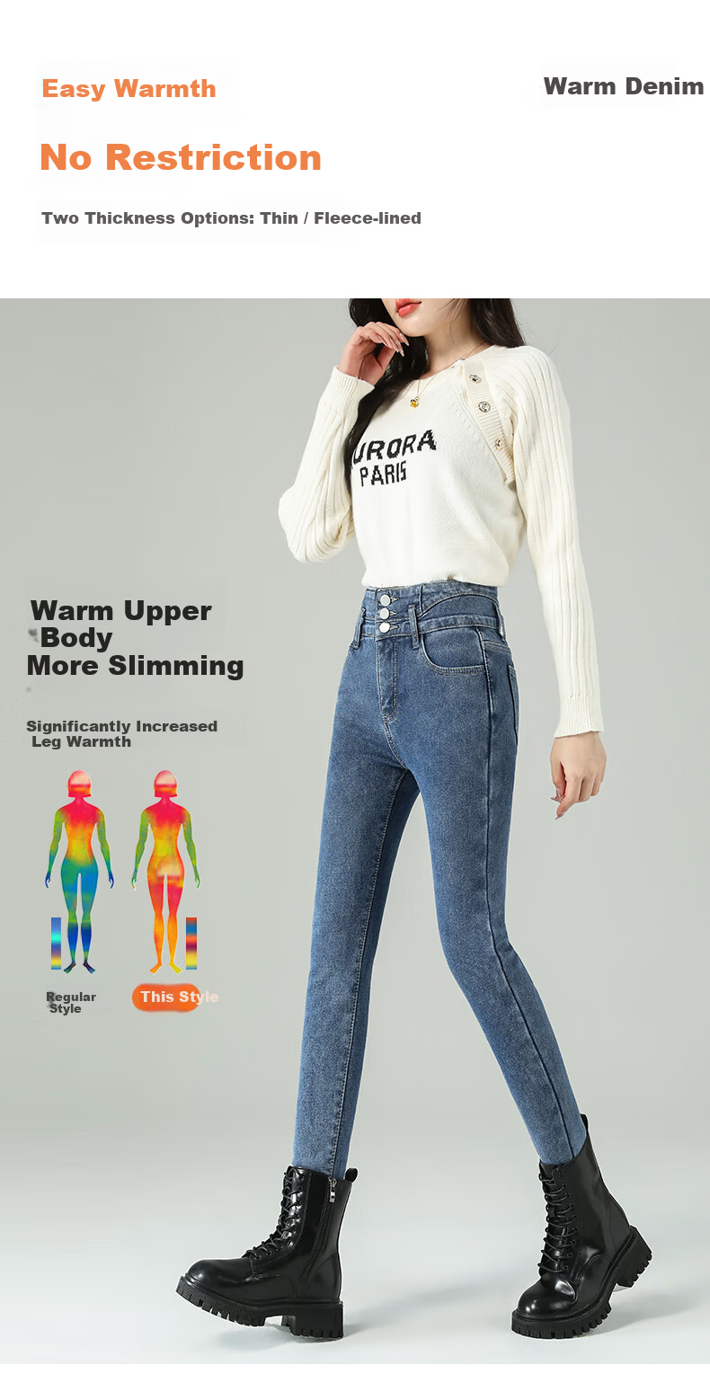 LangSha Three-Button High-Waist Skinny Jeans for Women 2025 Spring Autumn Thin Stretch Slim Pencil Pants 6