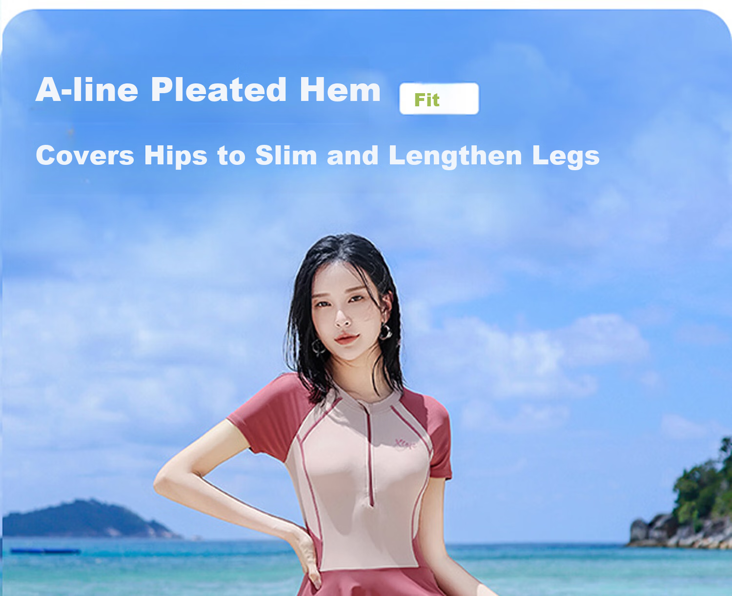 Xtep Women's Slimming Tummy Control One-Piece Conservative Swimsuit, Student Style, Small Bust Push-Up, Plus Size Sports Vacation Hot Spring Swimwear 7