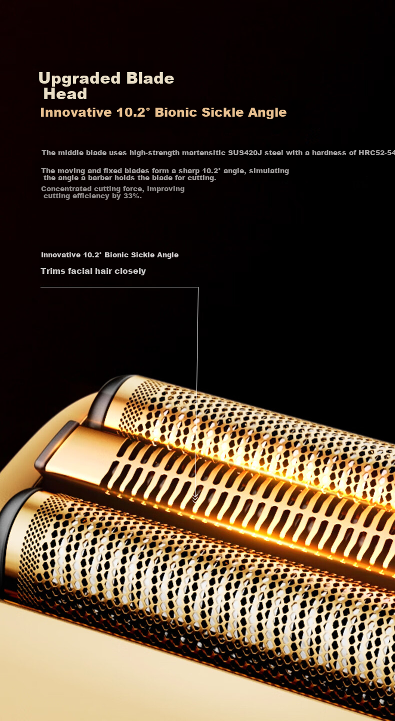 JEEP Electric Shaver Titanium-Coated Reciprocating Smooth Gear Golden Scepter Small Hammer Razor Fast Charging Head Fully Washable Gift for Dad Boyfriend Husband P3 Silver 9
