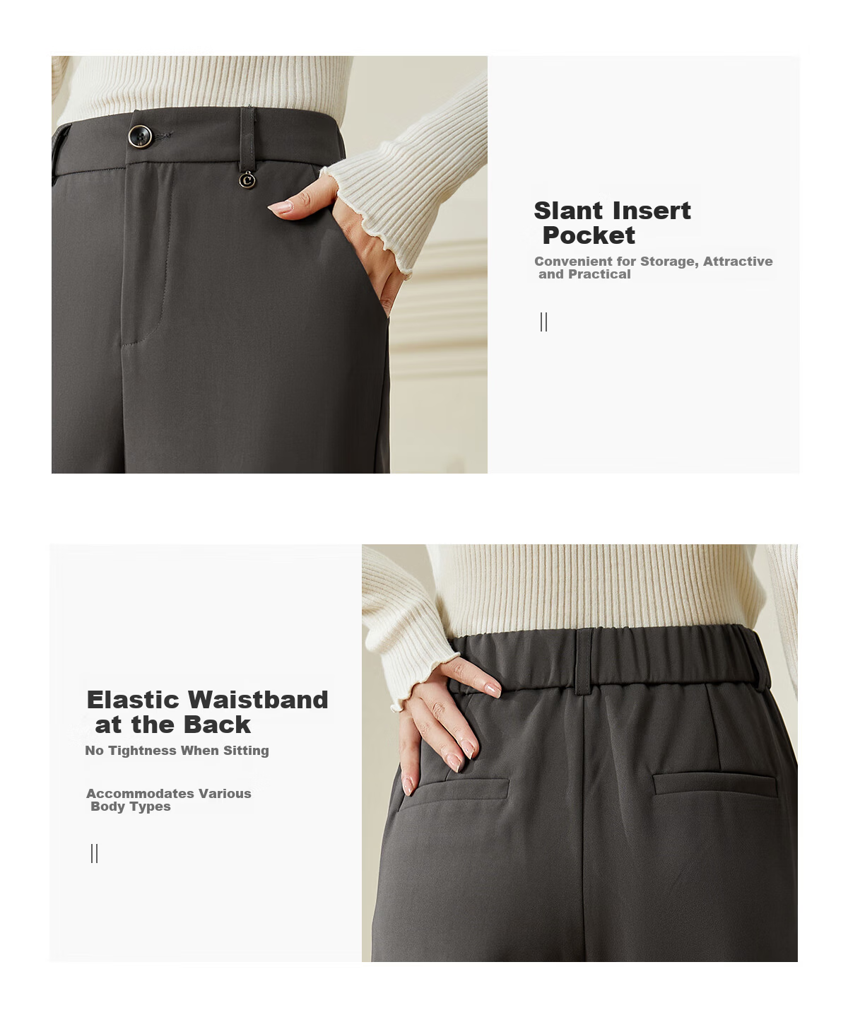 Chushen Spring And Autumn Casual Pants for Women, Wilderness Maillard High-Waist Straight Slimming Versatile Commuter Suit Pants S143K2020 5