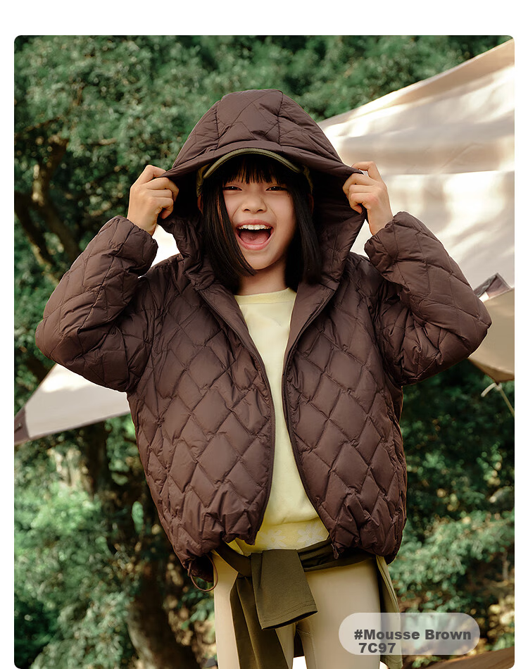 BOSIDENG Spring Autumn Down Jacket Unisex Kids 5A Antibacterial Four-Proof Fabric Loose Short Lightweight Hooded Coat 12
