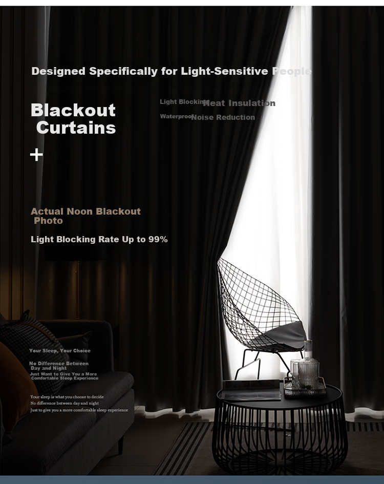 Ali Curtain Home Blackout Hook-on No-drill Blackout Curtain Living Room Balcony Sunshade Fabric 2.0*2.7m 4