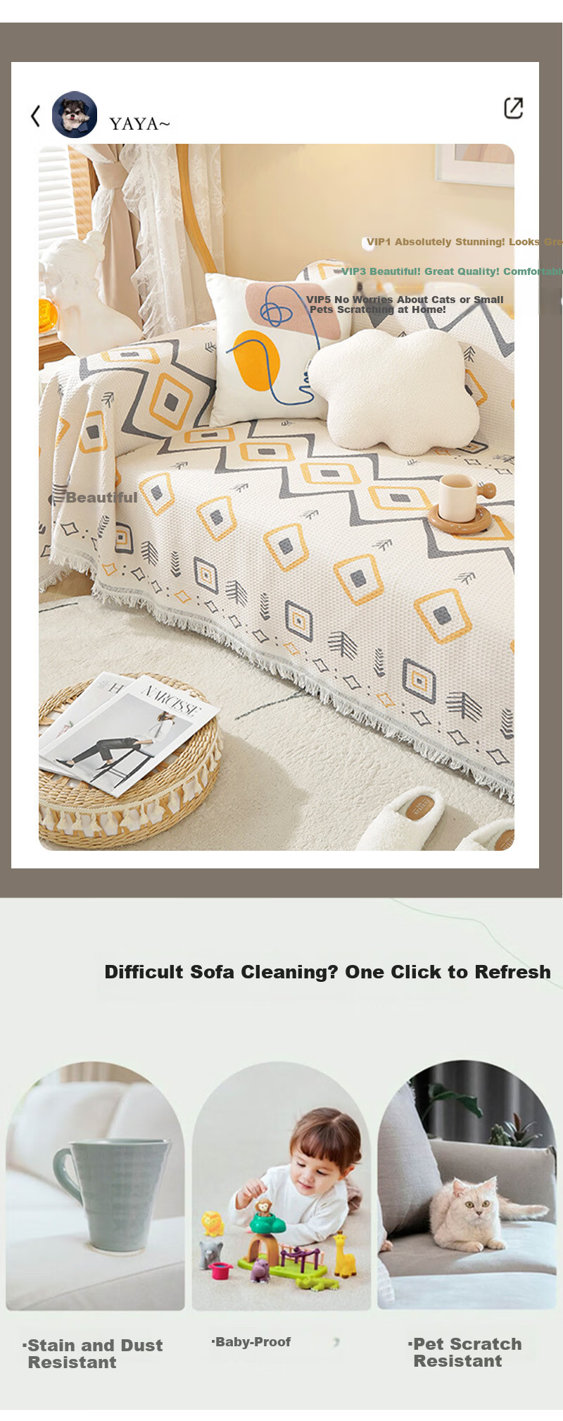 AVIVI Sofa Cover Sofa Towel Sofa Cushion Four Seasons Sofa Fabric Sofa Cover Dustproof Full Cover 180*230 Star Dream 3