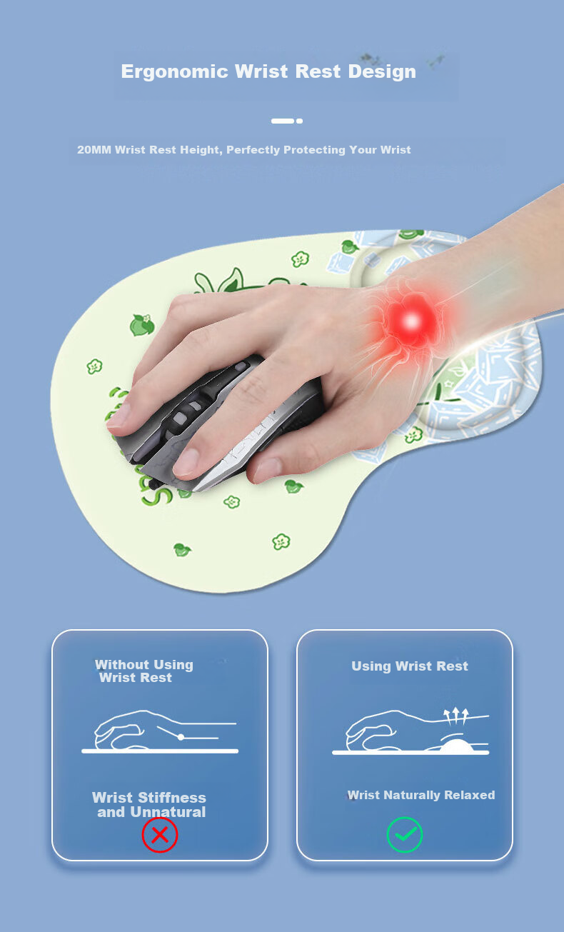 JPLAYER Women's Wrist Support Pad Creative Minimalist Laptop Mouse Wrist Rest Non-Slip Silicone Mouse Pad Wrist Protector for Men 4