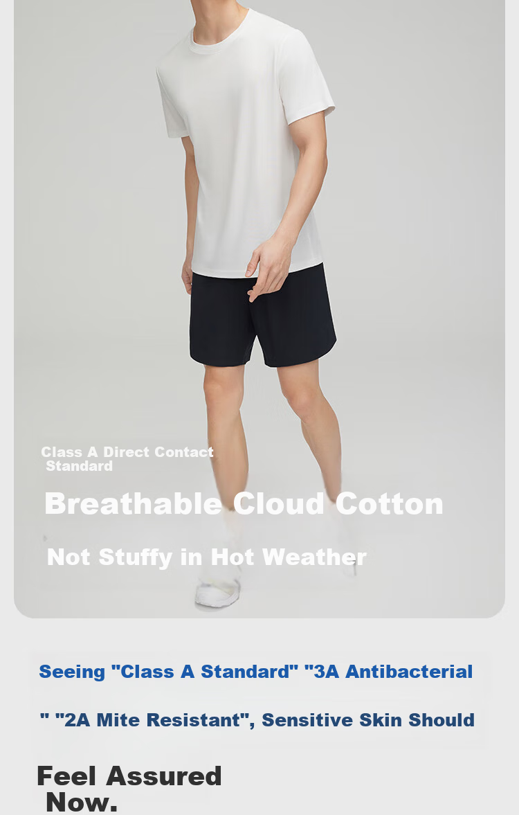 HLA Home 【Zui Huxi-Pro8】 Short Sleeve T-Shirt Unisex Zero Carbon Tencel Antibacterial Mite-Resistant Couple Basic Base Layer Shirt 7