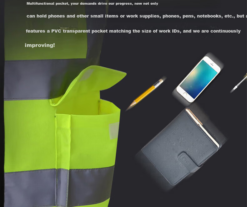 BAIGE Reflective Vest Durable Thickened Traffic Construction Sanitation Vest Fluorescent Multi-pocket Zipper Orange CW365757 14