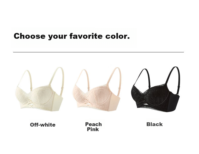 Bandgewoo Women's Push-Up Bra, Small Bust Enhancement, Anti-Sagging, Side Support, Wireless, Sexy Lace, Thin Style 3