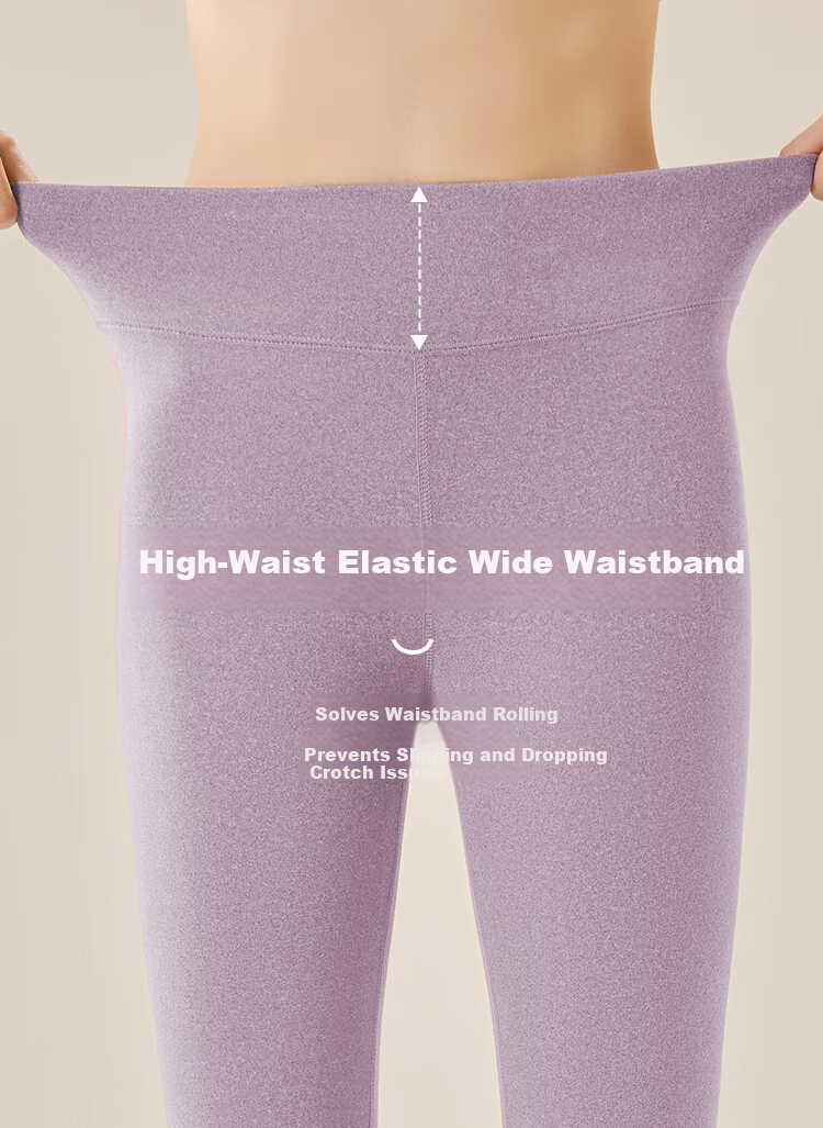 Nanjiren Wool And Silk Blend Women's Thermal Underwear, Seamless German Velvet Thin Slim-Fit Base Layer Leggings, Purple, Size M 9