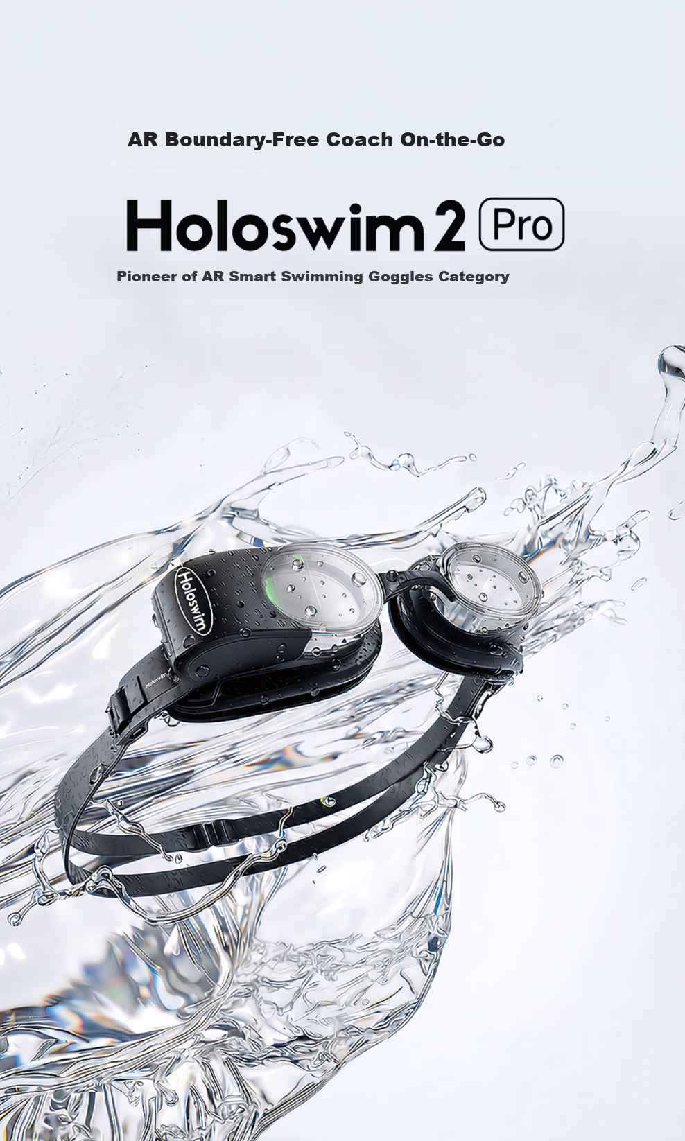 Holoswim 2 Pro AR Smart Swimming Goggles White Anti-Fog HD Prescription Swim Glasses for Men and Women 1