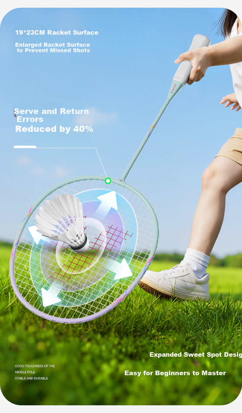 KAWASAKI Badminton Racket Children's Sugar Blade MINI Adult X1 Balanced Racket Family Set Parent-Child Double Racket Durable Ultra-Light Blade 13