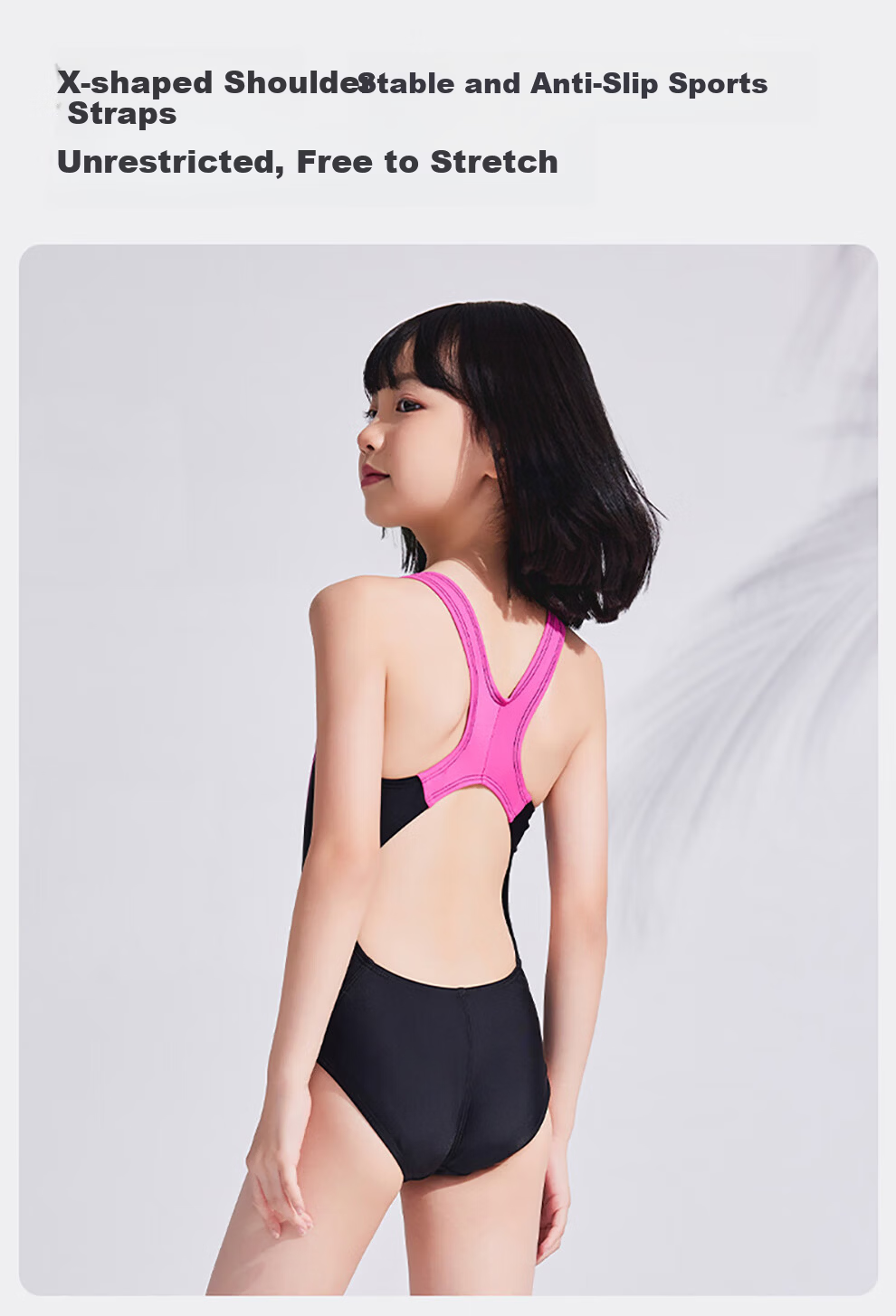 ZOKE Youth Children's Swimsuit Girls One-Piece Triangle Professional Competitive Training 122504101 Black/Rose Red Size 10 1