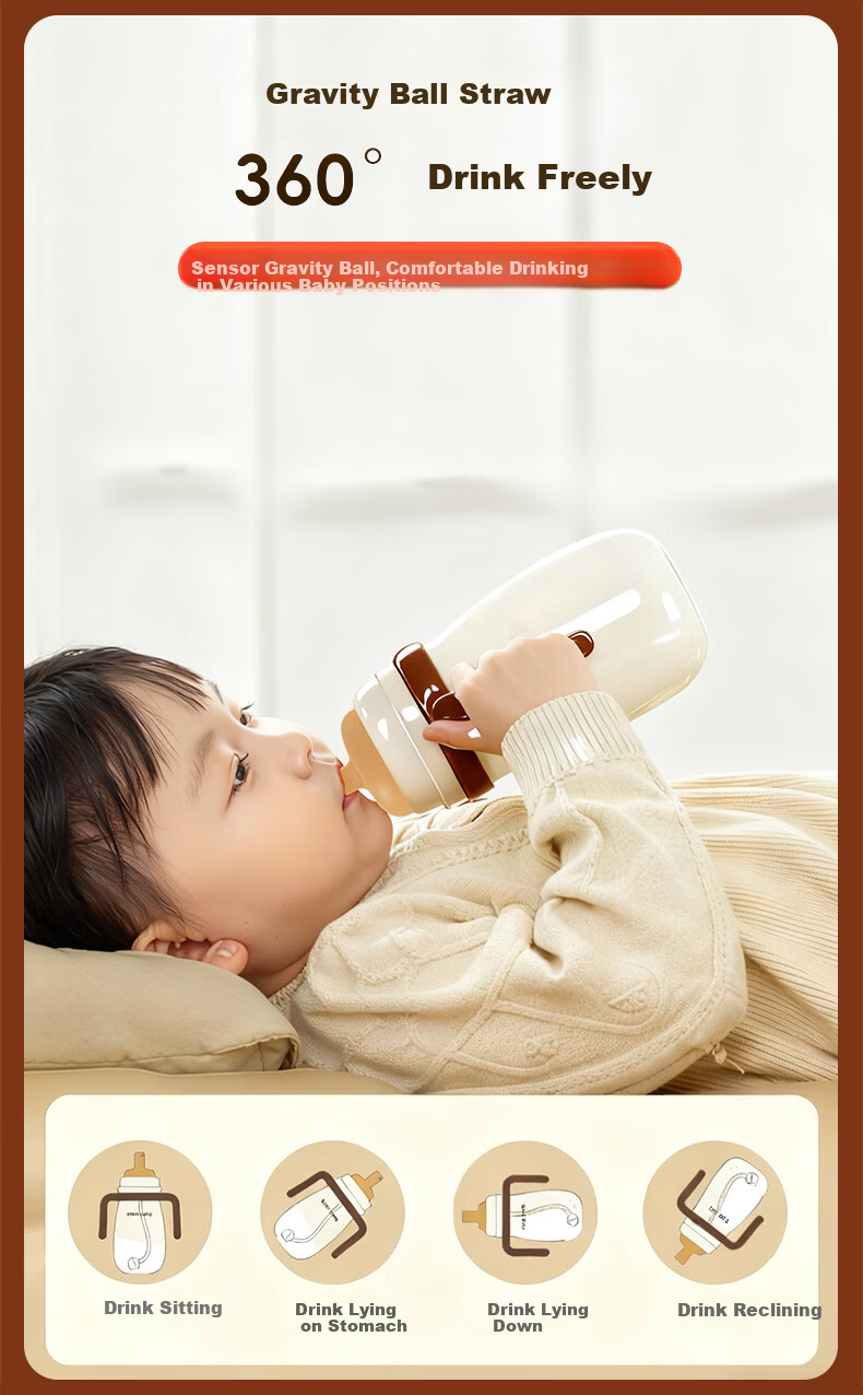 PEIQIMAMA Baby Insulated Cup for Outing, 1-3 Years Old Toddler Insulated Milk Bottle with Straw, 316 Stainless Steel Training Drinking Cup 10