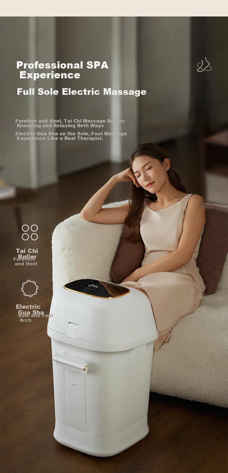 CLORIS Germany 71CM Deep Foot Soaking Tub with Over-Knee Steam Foot Bath, Fully Automatic Electric Massage Heating Foot Basin, Mother's Day Gift F988 19