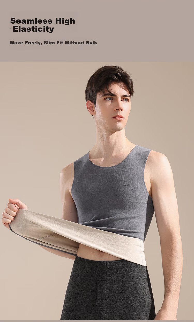 MiiOW 2-Pack Men's Thermal Vest with Goose Down and Tencel, Seamless Thickened Base Layer Top 10
