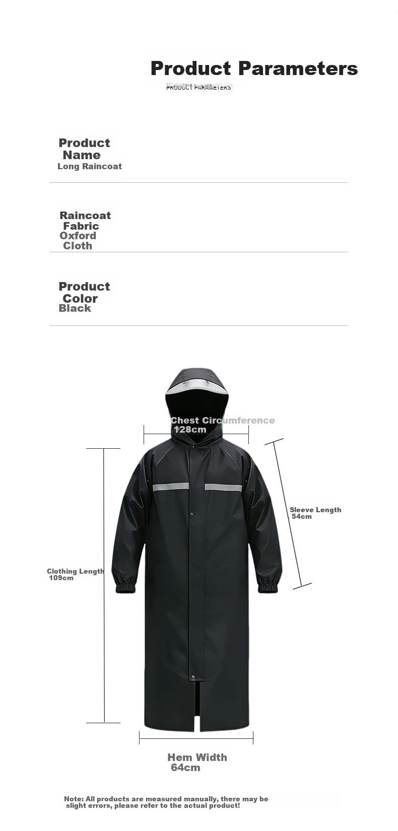 Jingxun Long Adult Raincoat, Windbreaker Style, Heavy Rain Protection, for Hiking, Fishing, Waterproof Poncho, Reflective Rainwear for Security Guards And Property Management 8