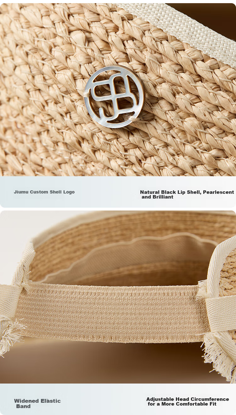 JIUMU Women's Straw Sun Hat Open-Top Summer Outdoor Face-Shielding Beach Vacation Hat 12