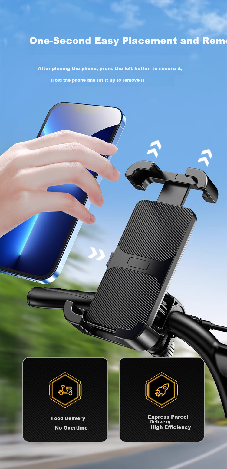 BZBC Electric Bike Phone Holder Motorcycle Phone Mount Delivery Rider Bicycle Shockproof Handlebar Mount 5