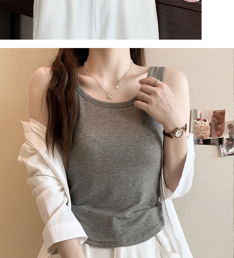 Yiershuang Women's Breathable Thin Spring Summer Tank Top Bra Integrated Camisole 18
