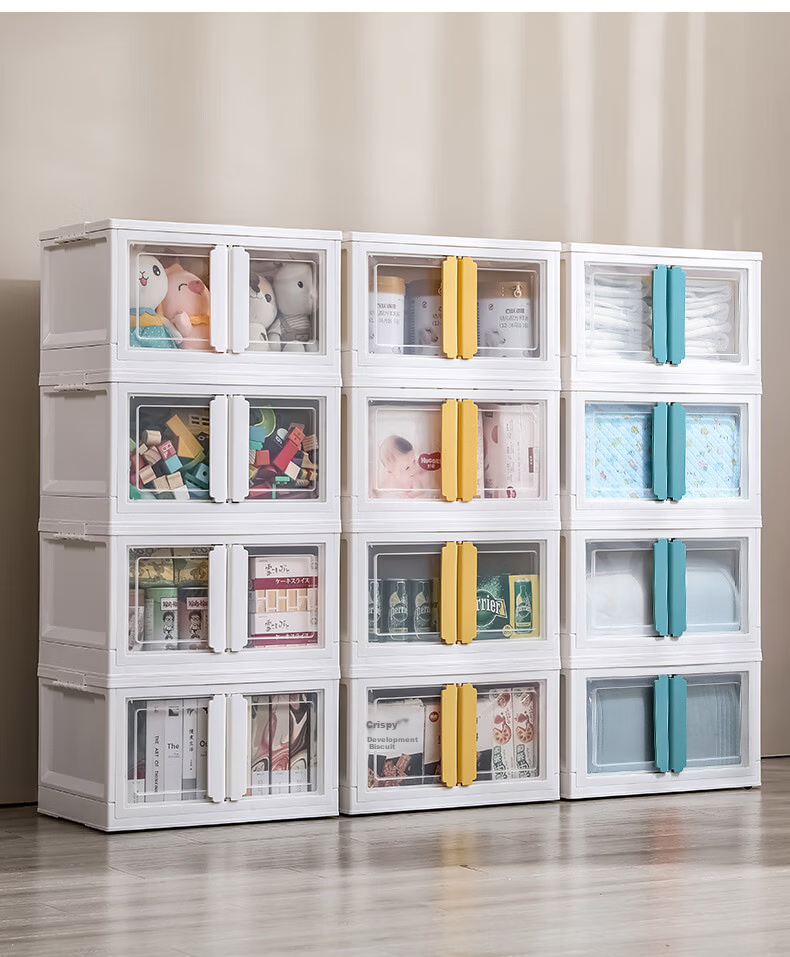 JEKO&JEKO Double Door Storage Cabinet Foldable Book Organizer Children's Wardrobe Storage Box White 1 Piece 14