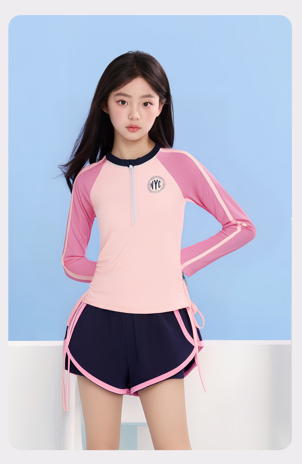 Youyou Children's Swimsuit Girls Two-Piece Teen Youth Hot Spring Swimming Set 4-Piece 35135 Light Pink Size 110 6
