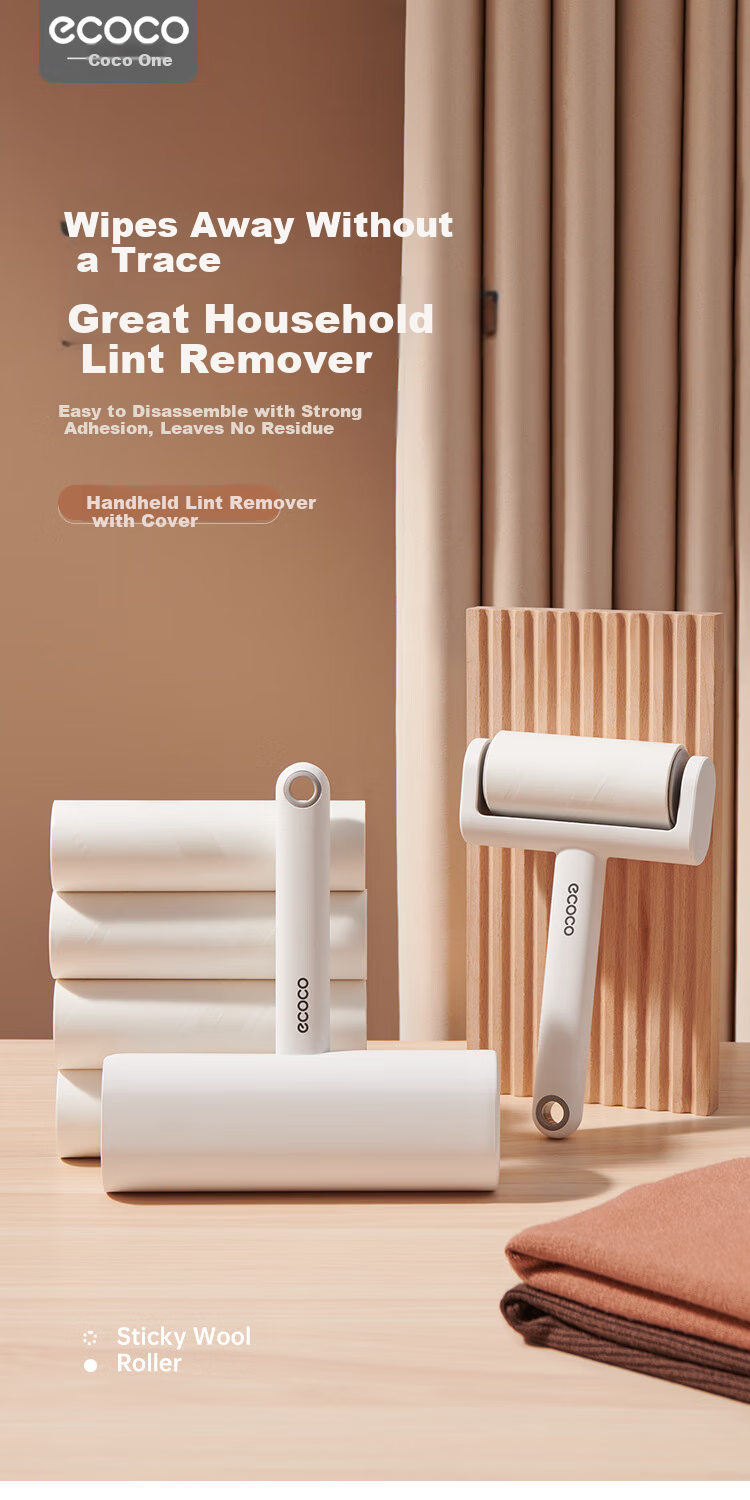 Ecoco Removable Replacement Head, 16cm, 6 Rolls, 360 Tear-Off Dust Roller, Lint-Free Cleaning Tool, Specially Designed for Home Use, E23100 3