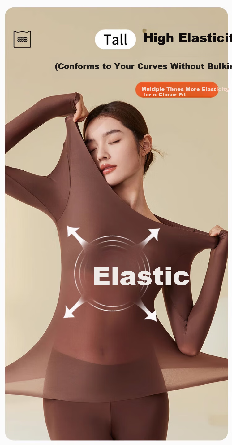 Langsha Women's Thermal Underwear Autumn Winter 10A Antibacterial Skin Care Base Layer with Chest Pad Light Skin L 9