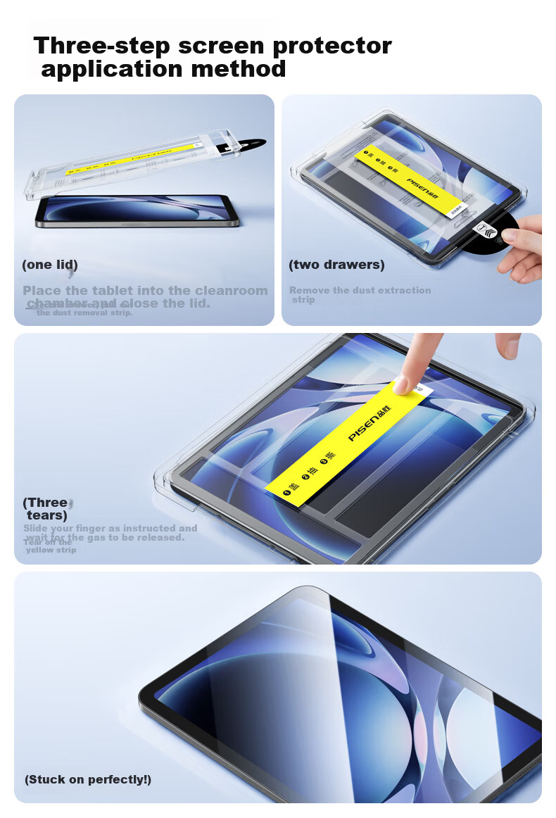 Pisen Tempered Glass Screen Protector for Redmi K Pad 8.8 Inch 2025 Model Dust-Free Installation Full Coverage Anti-Fingerprint Film 3