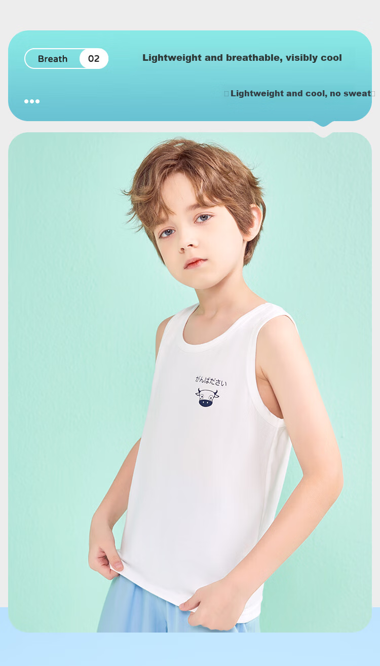 LangSha Kids Vest Boys Summer Thin Cotton Vest Baby T-Shirt Underwear Base Shirt 2-Pack White+Gray 110 6