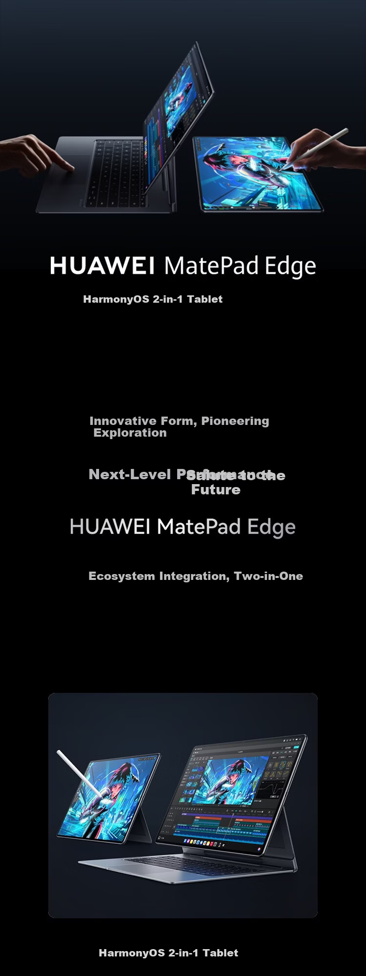 HUAWEI MatePad Edge 14.2-inch HarmonyOS 2-in-1 Tablet Laptop OLED Display Office 24GB+1TB Deep Space Gray 1