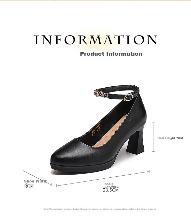 Red Dragonfly Women's Leather Summer Breathable Lightweight Commuting Fashion Mary Jane Shoes WLB253971 Black Size 36 7