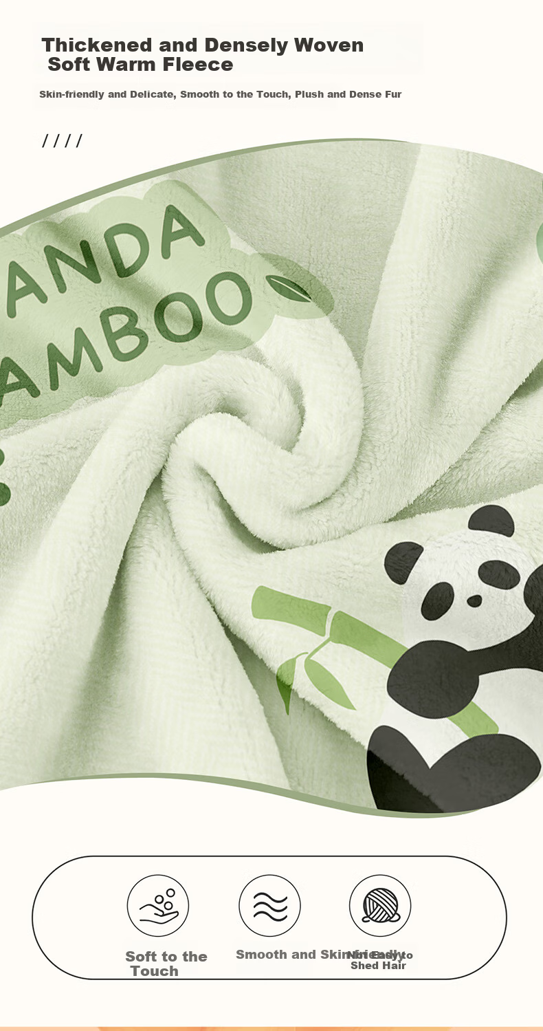 BEYOND Home Textile Coral Fleece Blanket Office Air Conditioning Blanket Nap Blanket Thin Cover Blanket Panda Pattern 200*230cm 5