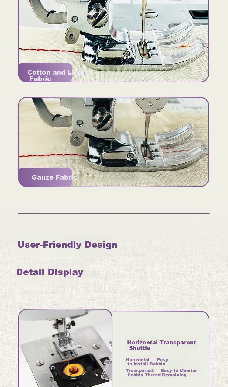 BUTTERFLY JD100SE Multifunctional Home Electronic Sewing Machine Desktop Quiet Thick Fabric 100 Stitch Patterns with Extension Table 7