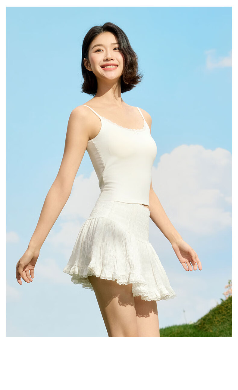 MiiOW U-Neck Lace Camisole with Built-in Bra Pad Women's Summer Sleeveless Outerwear and Innerwear Backless Underwear 12