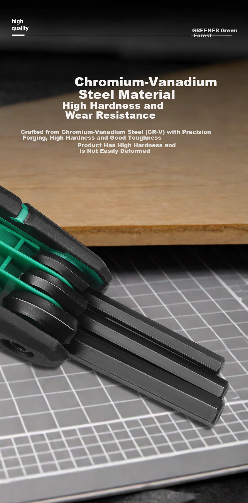 GREENER Foldable Flat-Head Hex Key Wrench Set Household Metric Hex Screwdriver Road Bike Tool 8-Piece Set 2